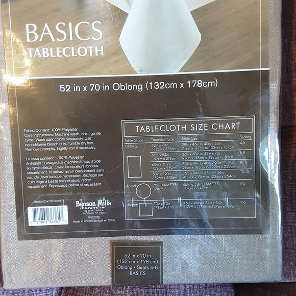 🌞 New! Bed Bath & Beyond Benson Mills Basics Tablecloth Tan / Brown, 52x70" - Picture 5 of 11